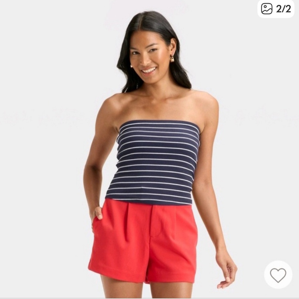 Striped Navy Tube Top